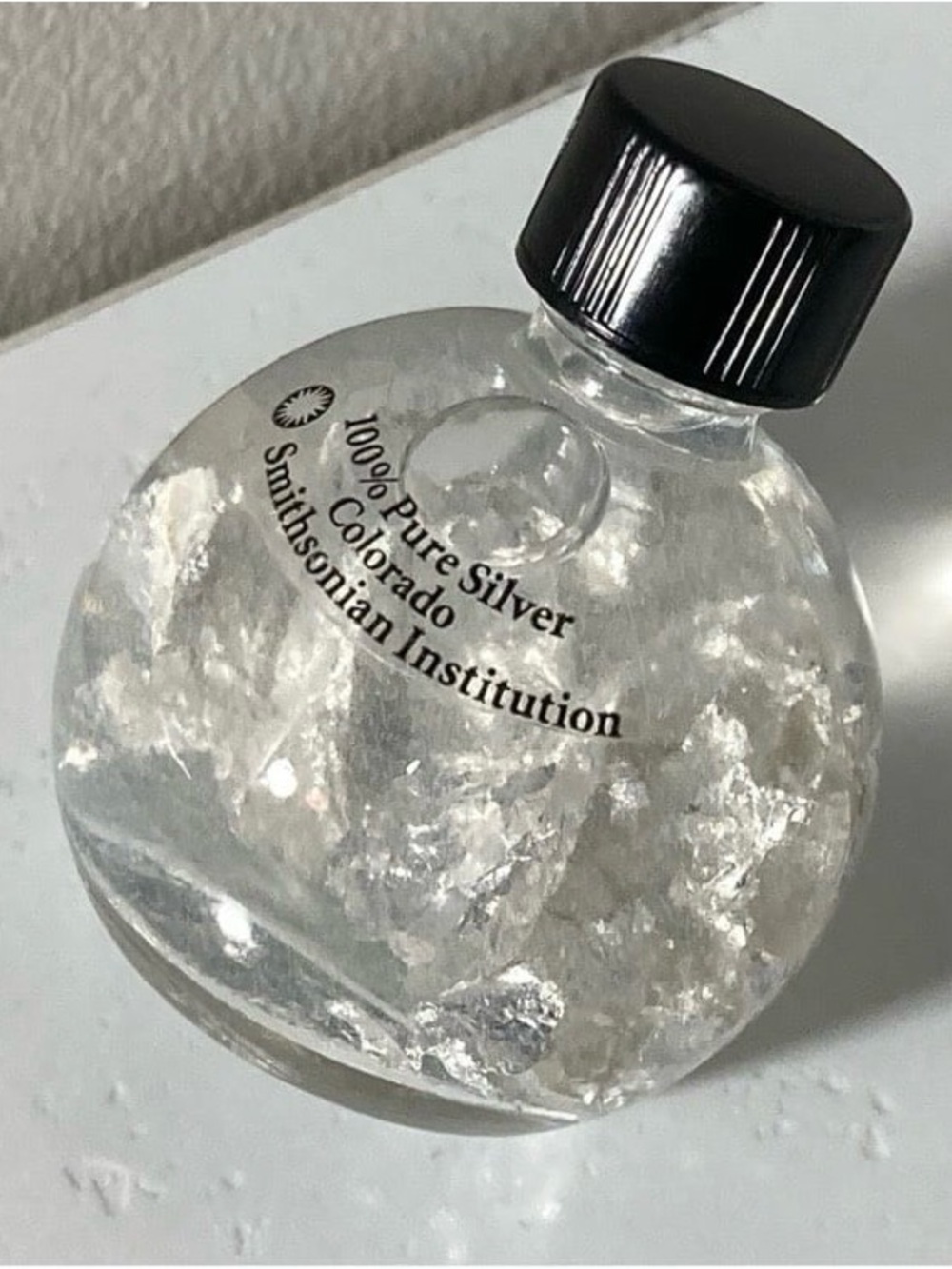 Smithsonian Institution 100% Pure Silver Flakes in Mini Decorative Bottle